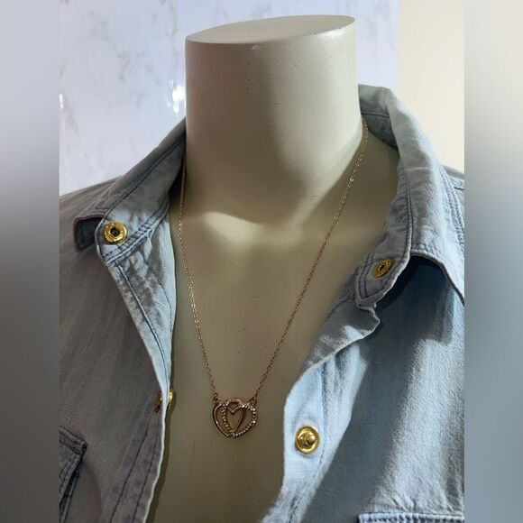 Swarovski Crystal Rose Gold Double Heart - Picture 1 of 2